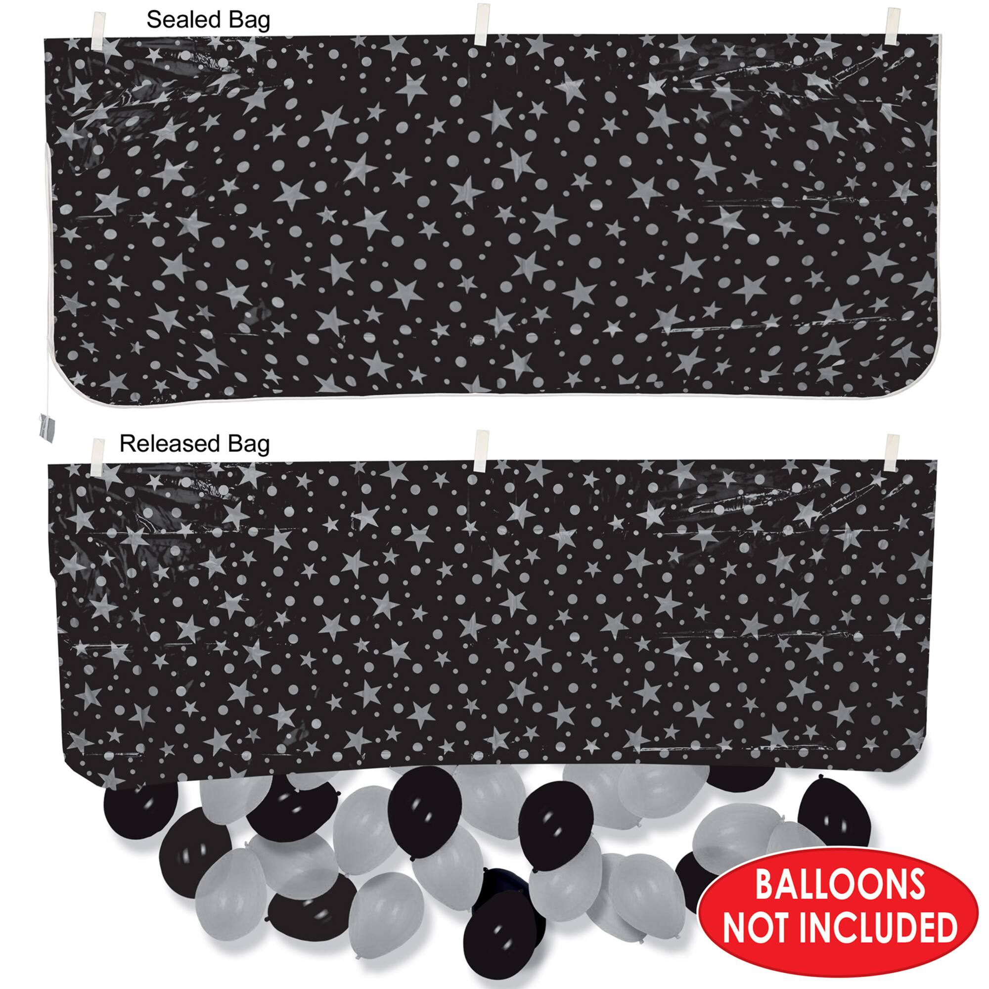 Beistle 36" x 80" Black & Silver Plastic Balloon Bag
